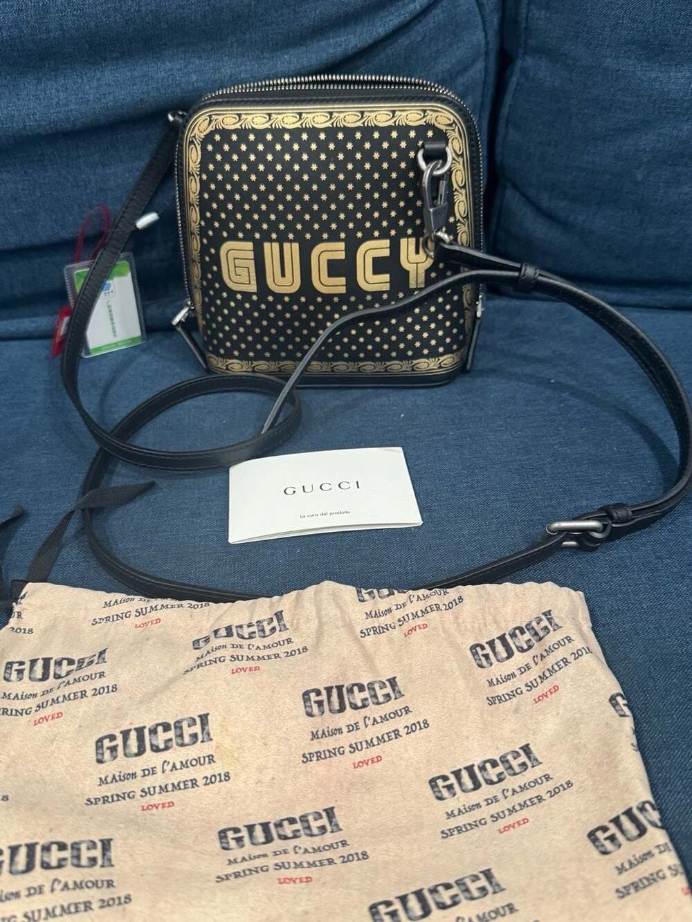 Gucci x SEGA Black Calfskin Guccy Stars Mini Dome Shoulder Bag
